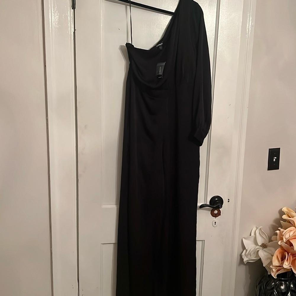 Express One shoulder wide leg, pant jumpsuit.